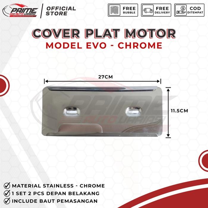 Cover Plat Motor Stainless Dudukan Plat Nomor Motor Slip Evo Stainless - Dudukan Tempat Plat Nomor