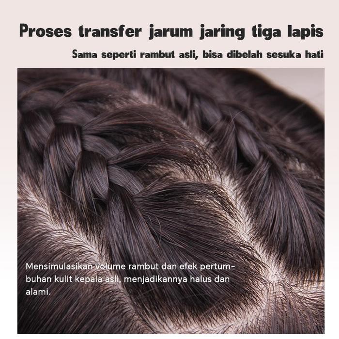 Rambut Palsu Wig Wanita Korea Style Aesthetic Premium Fiber Full Wig Korea Rambut Palsu Satu Kepala