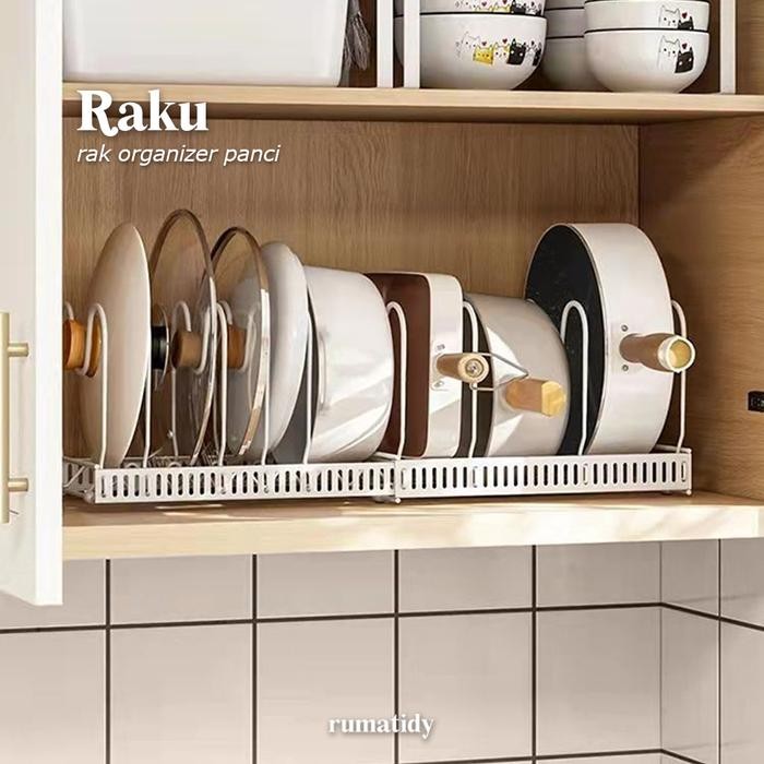 Raku Rak Panci Sekat Rak Dapur Organiser Panci Adjustable Rak Panci Rak Dapur Nordic Style