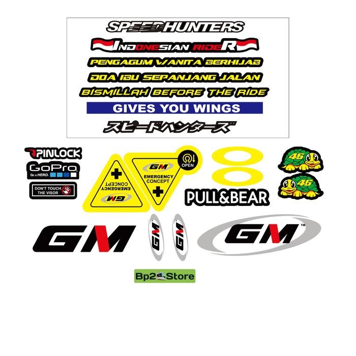 ORIGINAL Paket Stiker Helm GM / Set Stiker Helm GM READY STOCK