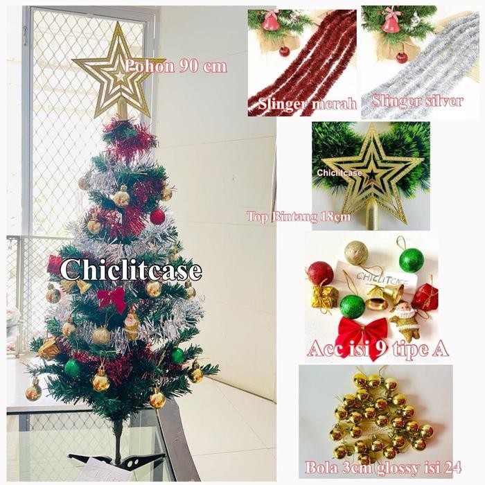 Pohon natal 60 cm 90 cm/paket pohon natal 60 cm/dekorasi pohon natal meja/dekorasi natal