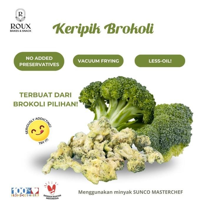 Eat,- Roux Veggie Broccoli Crunch 50G - Keripik Sayur Brokoli Kering Healthy