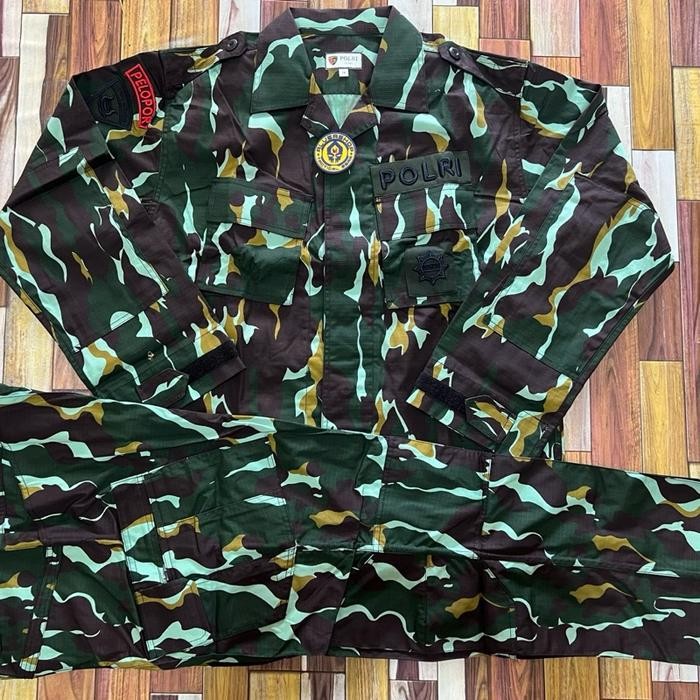 TERMURAH Baju Pdl Setelan Loreng Brimob Jatah Pembagian Cap Teratai Tactical Alver_TG READY STOCK