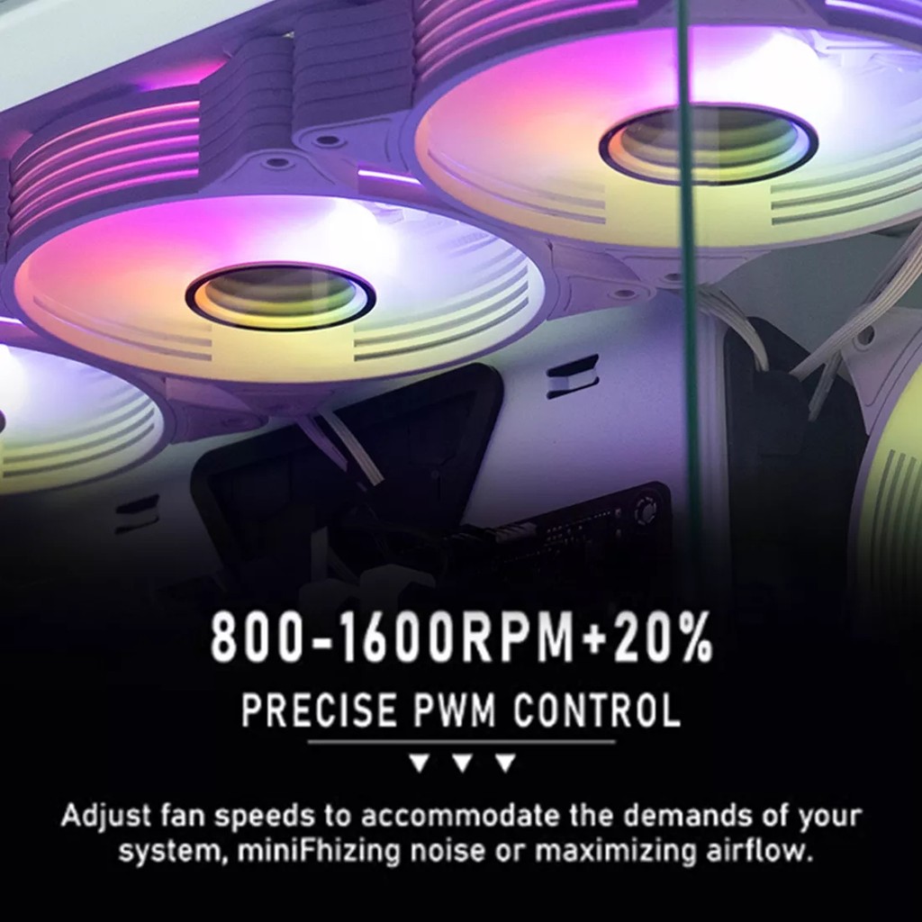 Aigo AR12PRO white Computer Case fan ventoinha PC 120mm rgb fan 4pin PWM Cooling fan 3pin5v Unlimite