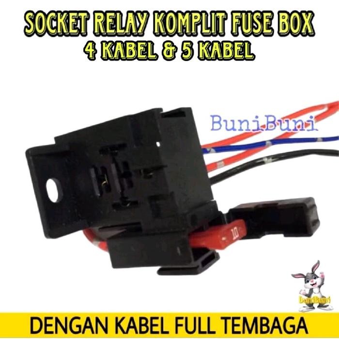 Jual Socket Relay Komplit Sekring - Rumah Soket Relay Gandeng Kaki 4 & 5 Komplit Fuse Box Dengan