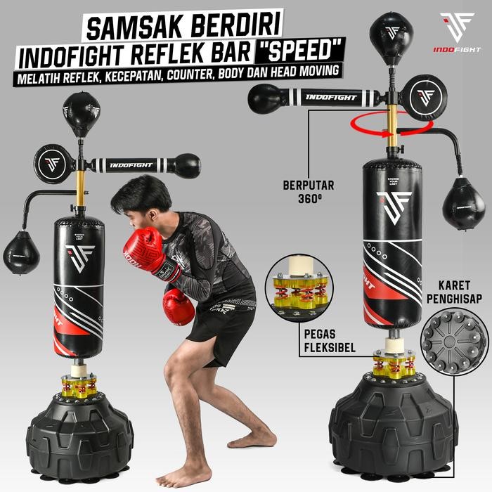 Samsak Berdiri Reflek Bar Boxing Speed Ball Indofight Samsak Tinju Boxing Muay Thai Indofight Promo
