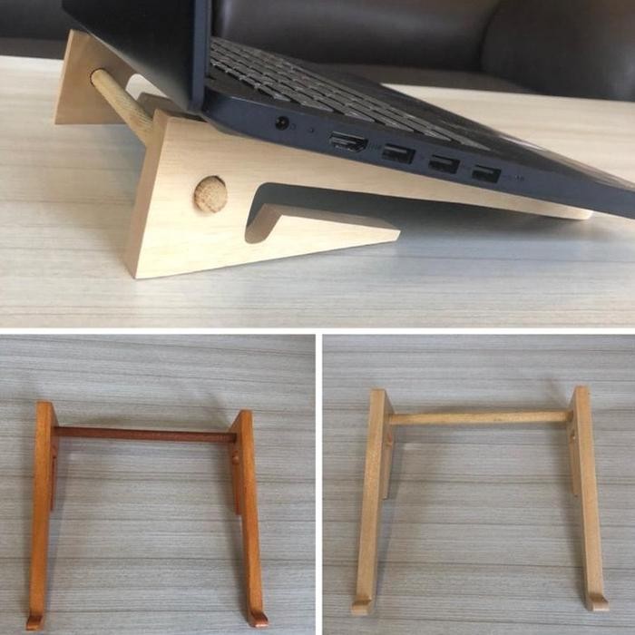 Stand Meja Laptop Tempat Laptop Kayu Tinggi Lurus Silang Promo 