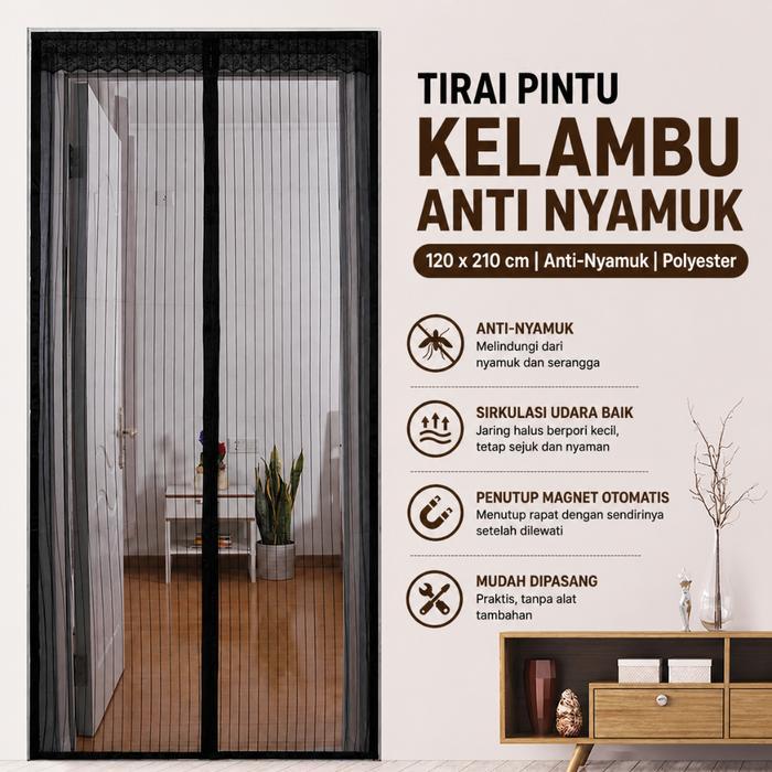 Terlaris Tirai Pintu Anti Nyamuk Lalat Serangga Kelambu Gorden Kamar Magnet
