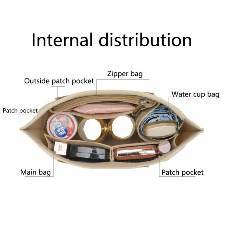 Felt Insert Bag Fits For Longchamp Handbag Liner Bag Felt Cloth Makeup Bag Support Travel Portable