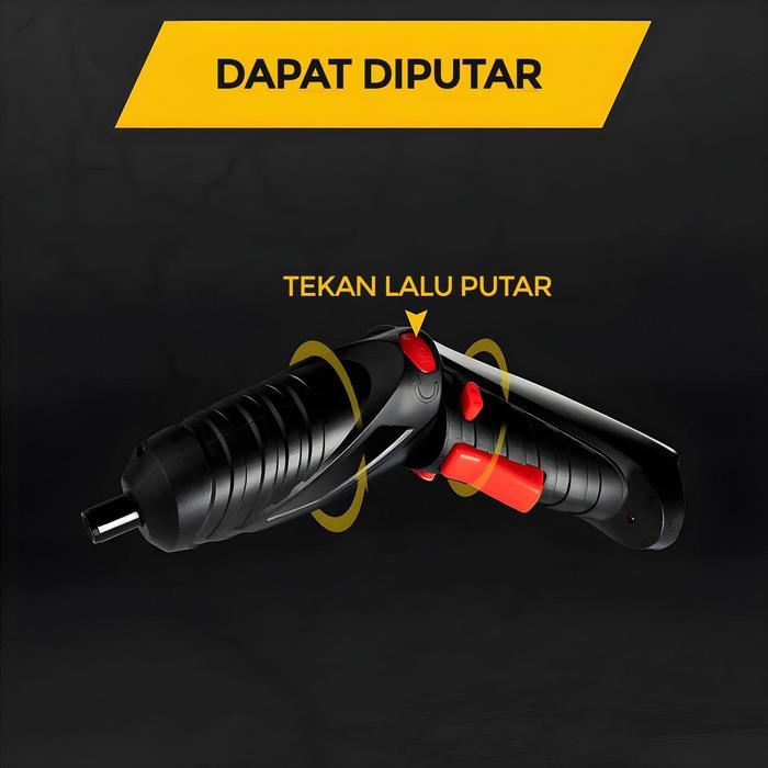 Bor Tangan Bolak Balik 4,2 Volt dengan 45 pcs Mata Bor, Mata Obeng & Kabel USB - 6003