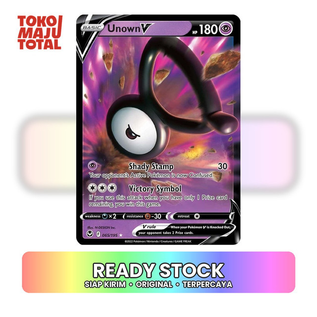 EN - Unown V #65 - Silver Tempest - Pokemon English, Kartu Pokemon TCG, Pokemon Trading Card Game