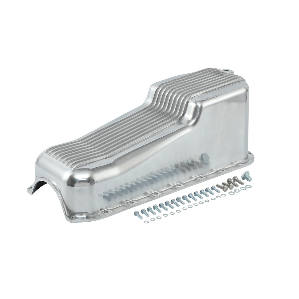 PROMO For Small Block Chevy Finned Polished Aluminum Oil Pan for 55-79 SBC Chevy 283 305 327 350 Eng