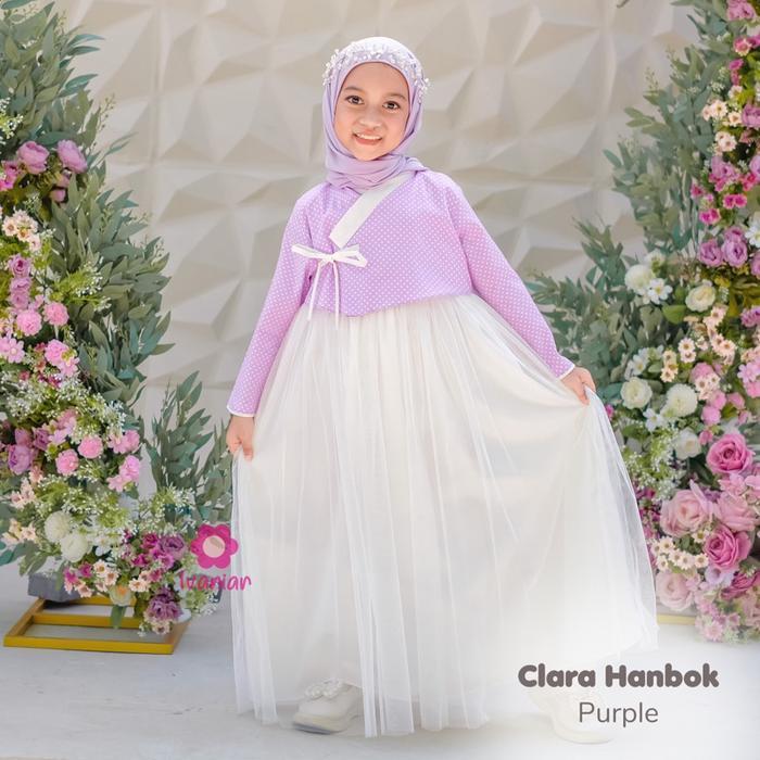 Ivaniar Korean Dress Clara Hanbok Gamis Tile Brukat - Purple, S