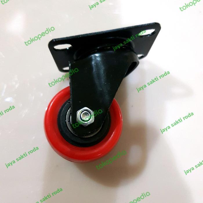 SALE  Roda 2 inch pu merah ball bearing type hidup ORIGINAL