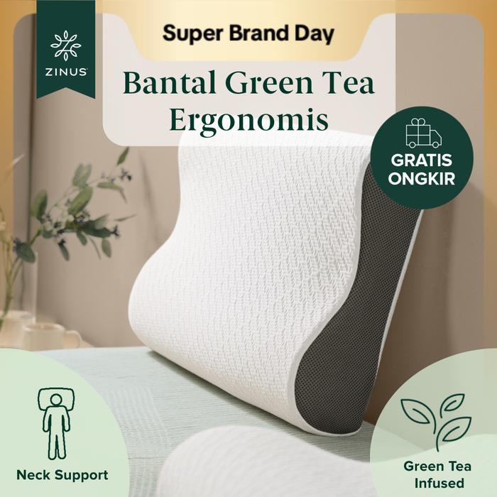 Bantal Zinus Green Tea Memory Foam Ergonomis Busa Bed