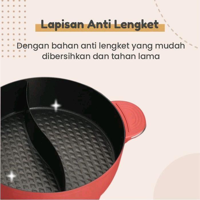 Emily Electric Double Sided Hot Pot 6L Panci Listrik Hot Pot Hot Pot Anti Lengket