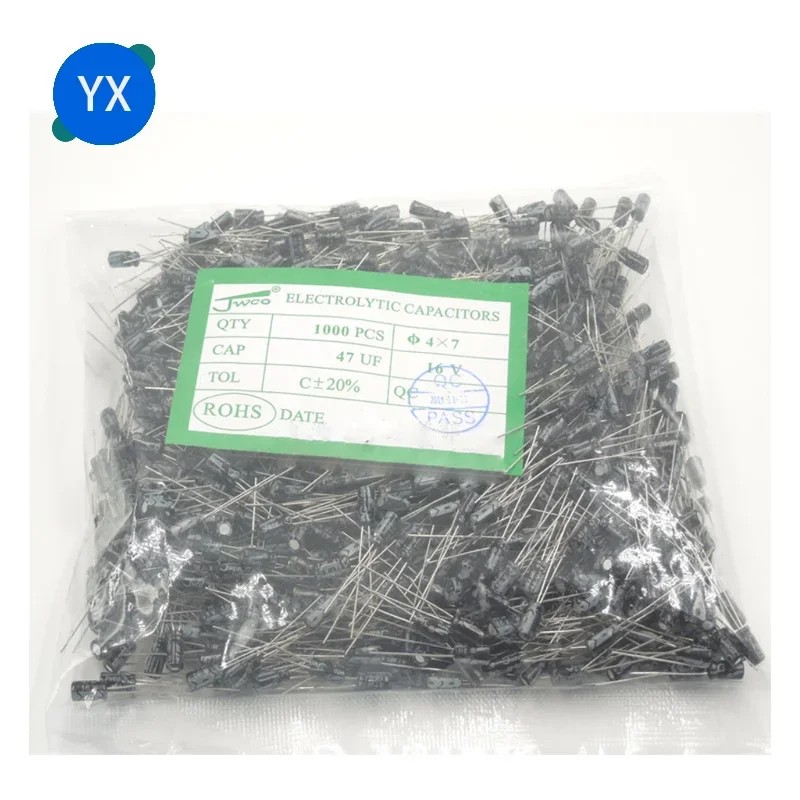 1000pcs 10V 16V 25V 50V 1UF 2.2UF 3.3UF 4.7UF 6.8UF 10UF 22UF 33UF 47UF 100UF 220UF Aluminum
