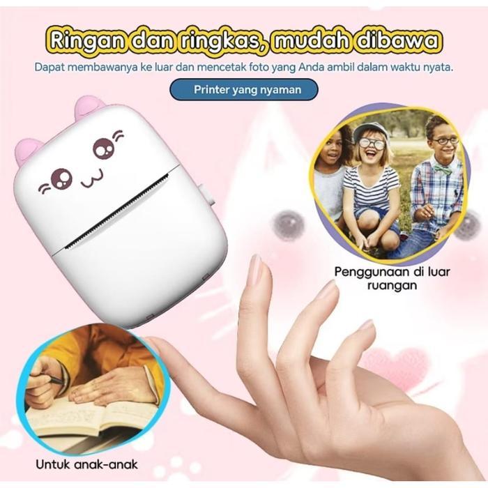 Mini Thermal Printer Bluetooth Printer Portable Tanpa Tinta Thermal Printer Label Receipt Barcode