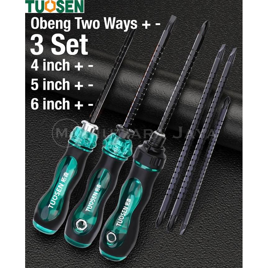 TUOSEN Obeng Bolak Balik 3 Set Tousen 6"+ -