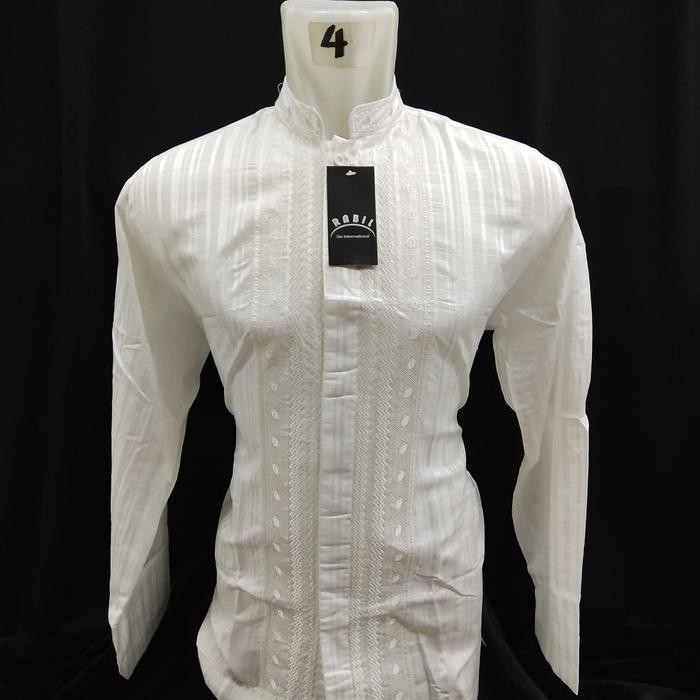 baju koko semi sutera putih tulang