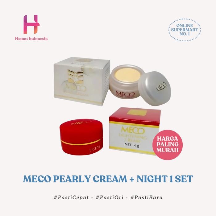 PAKET 1 SET MECO PEARLY CREAM DAY 12 GR + NIGHT 4 GR CREAM PAGI MALAM ORIGINAL