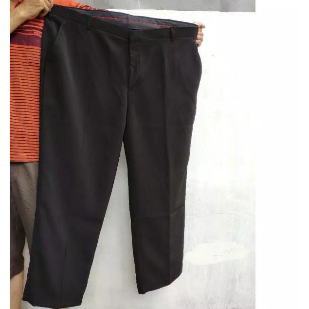 CELANA KANTOR SUPER JUMBO Pria, SIZE 39 - 50, CELANA KERJA SUPER BIG SIZE Hitam Polos Kain Panjang