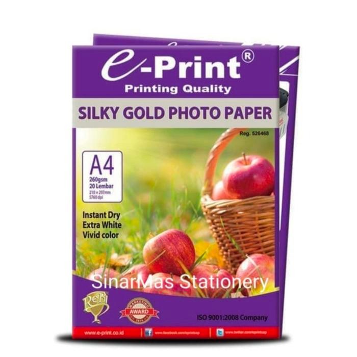 

Pilihan- Kertas Foto E Print A4 260 Gsm Silky Gold Photo Paper