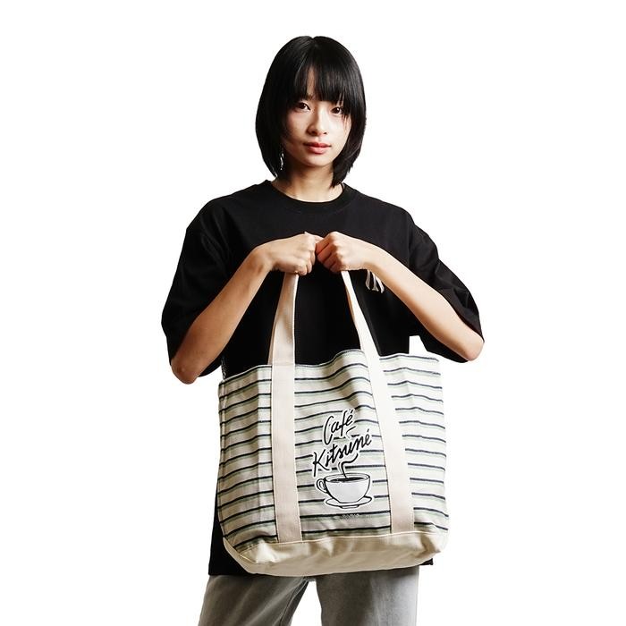 Mks Cafe Kitsune Coffee Cup Stripes Tote Bag