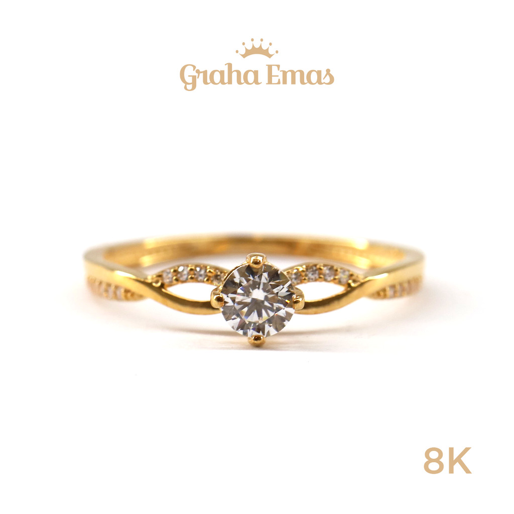 Graha Emas Cincin Emas Kuning Solitaire 8K - Yellow Gold Ring Solitaire Model 8ct [ 0182 ]