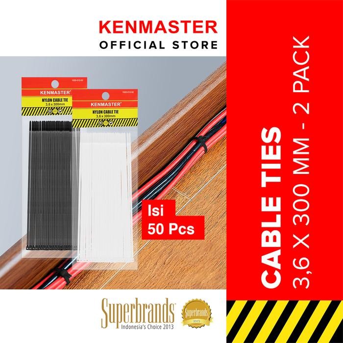 

Kenmaster Cable Ties 3.6 x 30 cm x 50 Pcs - Black + White ( 2 Pack ) - BUND-0057