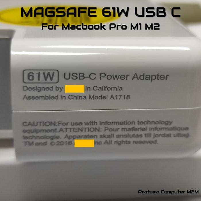 Adaptor Charger Macbook Pro Retina M1 M2 Magsafe 61W 61Watt USB Type C Original