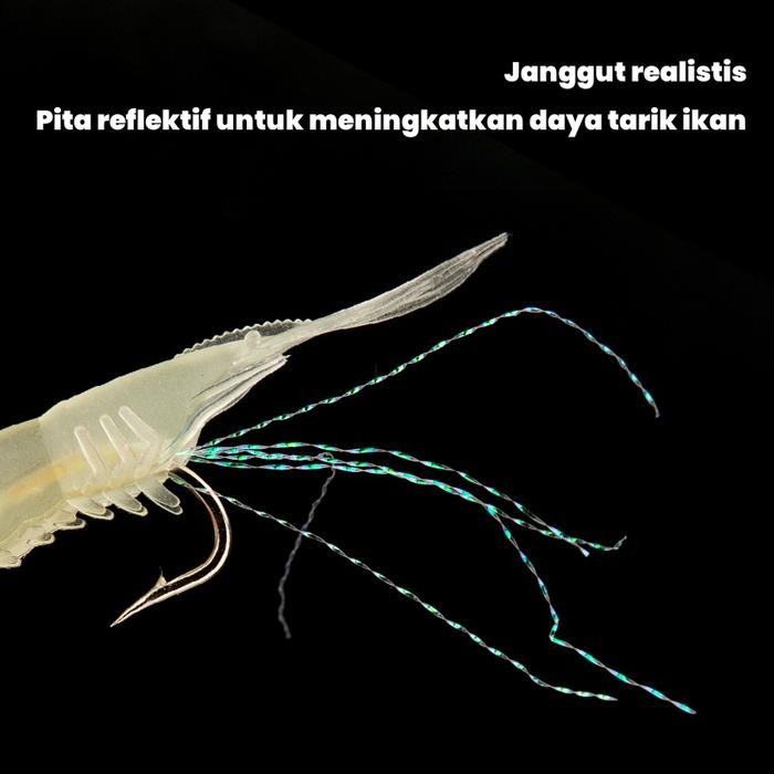 SHRIMPER UDANG UMPAN PANCING 1 SET BOX (5PCSX4.7CM 5G) FISHING PRO UMPAN UDANG BERCAHAYA KARET SOFT