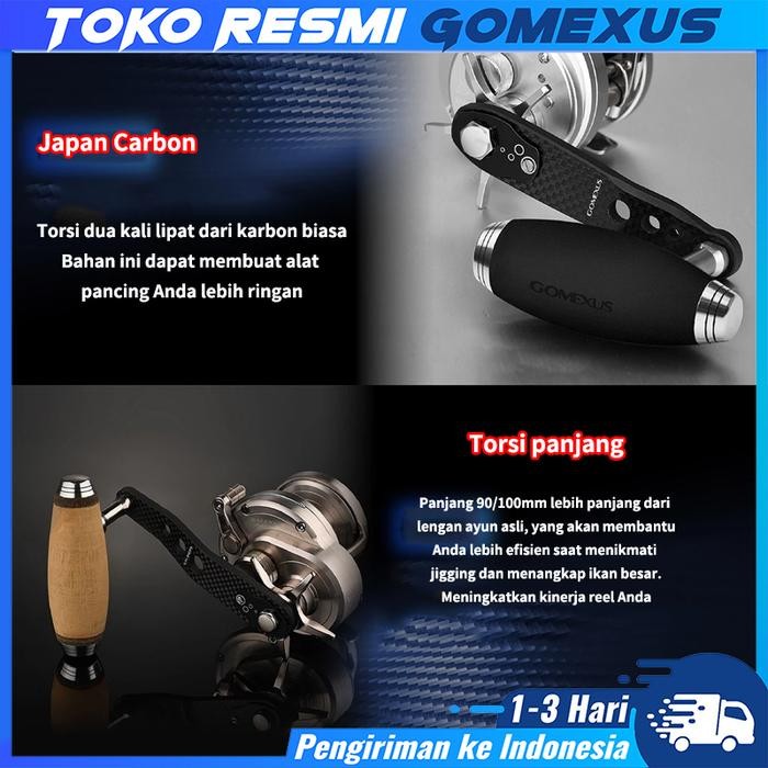 Gomexus LC Handle Reel BC heavy duty dan big game serat karbon 110mm Tahan korosi Lebih mudah