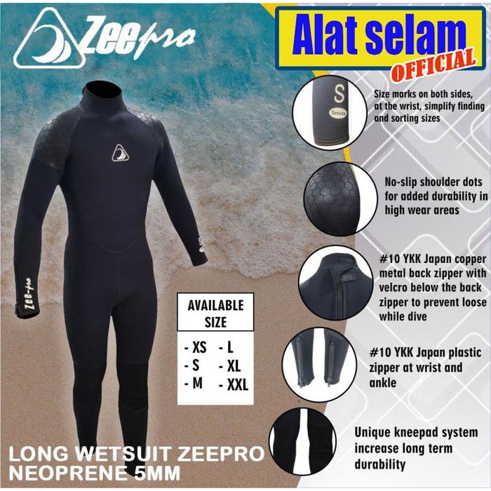 Long Wetsuit Scuba Diving Zeepro Stretch 5mm Baju Selam Panjang Pria