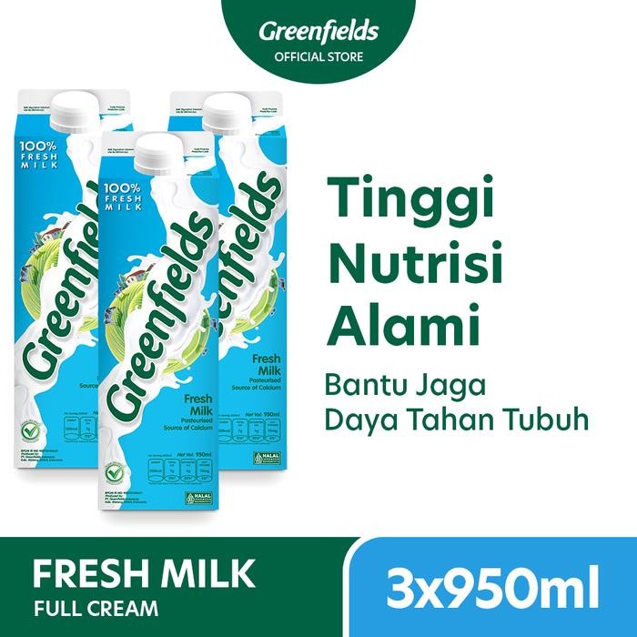 

Pilihan- [Instant Only] [Triplepack] Susu Segar Greenfields-Fresh Milk Full Cream 950Ml X 3Pcs