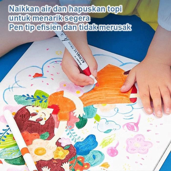

Promo! 24/80 Colors Pen Akrilik Marker Warna Cepat Kering Tahan Air / Spidol Acrylic Painter /