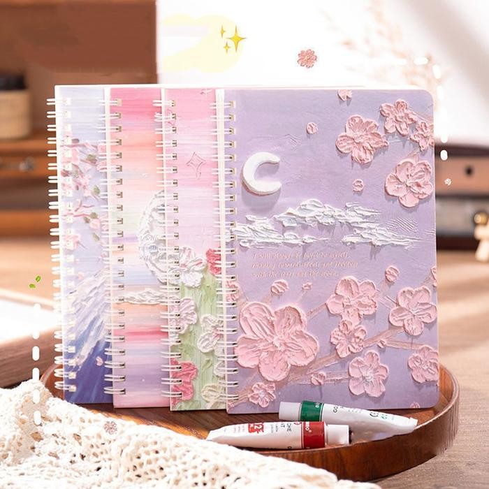 

New TM Buku Tulis Spiral A5 Notebook Ring A5 Bunga Aesthetic / Notebook Journal / Buku Tulis A5