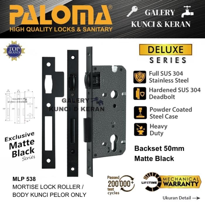 Body Kunci Paloma Mlp 538 Deluxe Pelor/Roda 50Mm Matte Black Hitam Sss