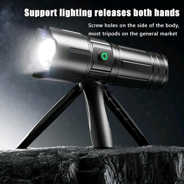 Ready Senter BLUESHARK TRIPOD senter zoom super terang super sorot Baterai Lampu