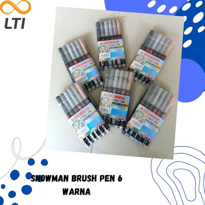 

OJ Snowman Brushpen Isi 6 Warna Brush Pen Grayscale TERMURAH BM-6 Brown Gray