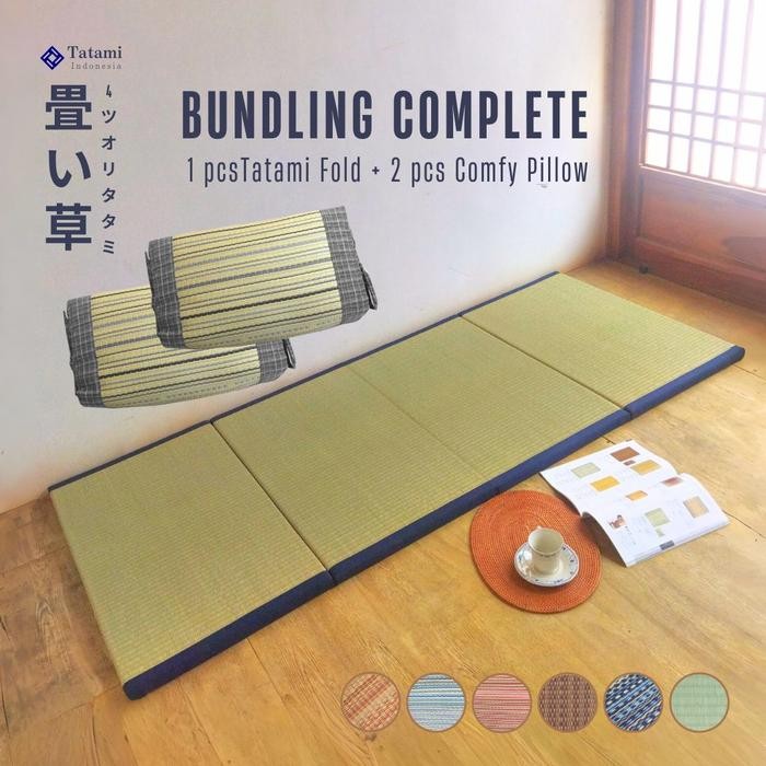 RJ BUNDLING: Tatami Lipat + Bantal Igusa Japanese Tatami Igusa Tikar Karpet Lampit Jepang Mat Matras