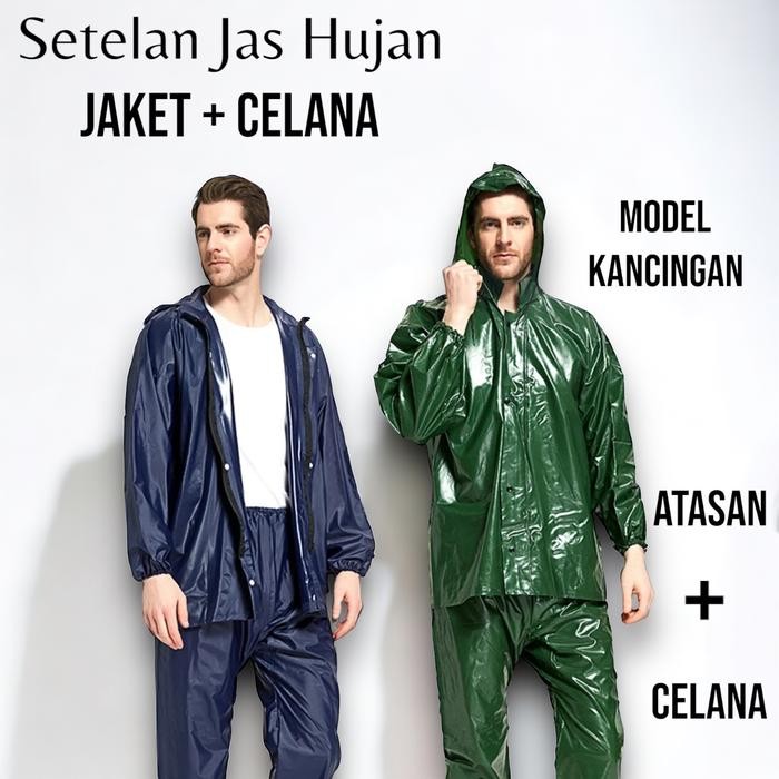Jas Hujan Setelan Dewasa Wanita Pria Jas Hujan Set Baju dan Celana