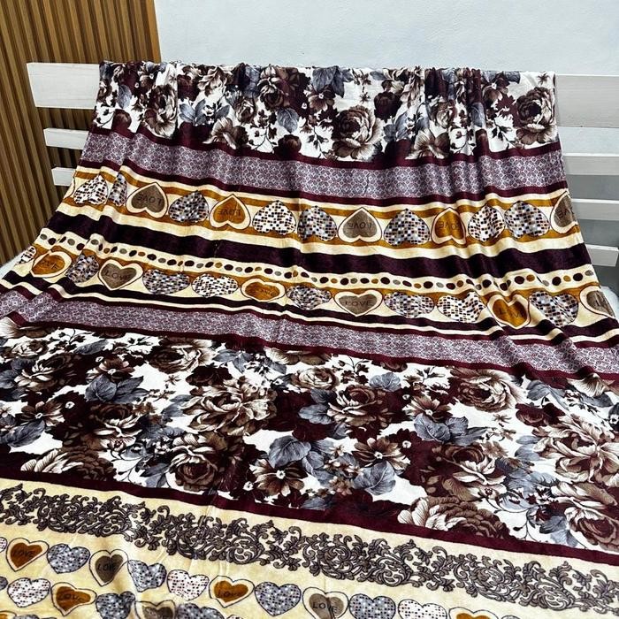 selimut bulu halus tebal dewasa 160x200 motif bunga anestetik