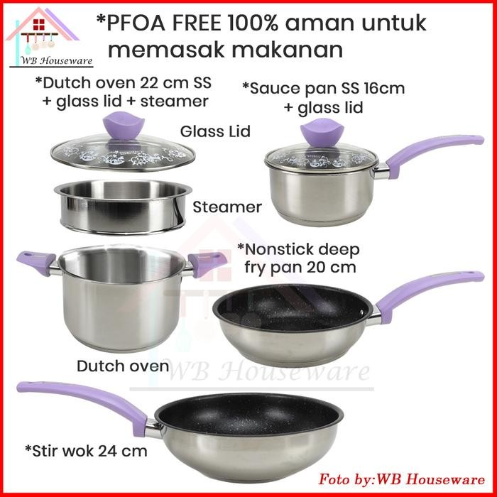 SUPRA panci set anti lengket 7pcs cookware set stainless impact pastel /wajan set induksi / panci