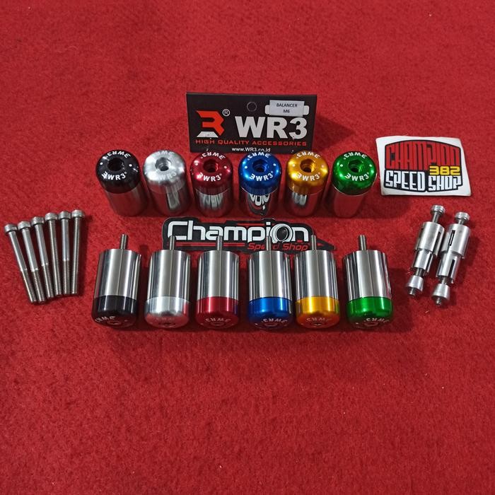 Bar End Jalu Balancer Stang Wr3 M6 Baut 10 + Adapter Jalu Stang Wr3
