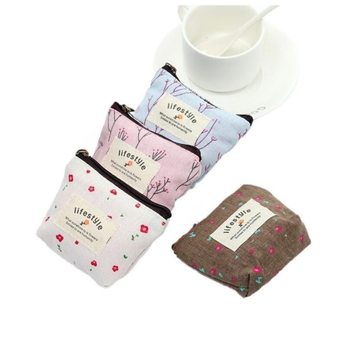 New DOS Pouch Dompet Koin Resleting Live Style Kanvas Dompet Serbaguna