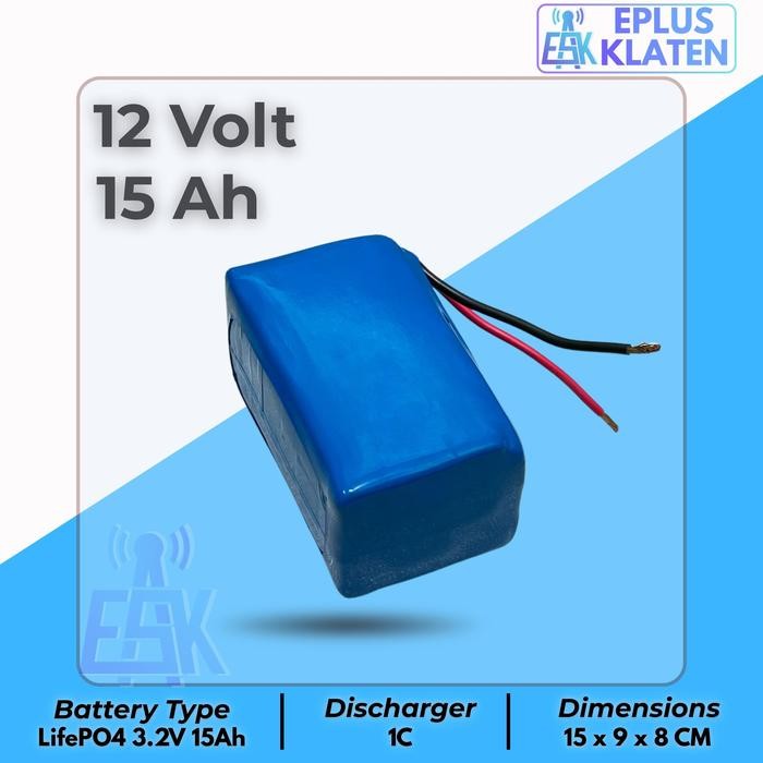 Baterai LifePO4 12V 15Ah + BMS NEW Cell Battery Setrum PDC Ikan Backup Aki Accu Motor Spayer Siap Pa