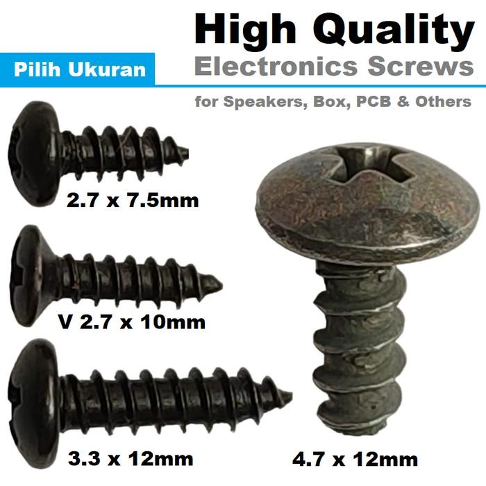 KUALITAS Sekrup Hitam M3 M4 M5 PH #4 #6 #10 Skrup Speaker Box Kotak HeatSink IC