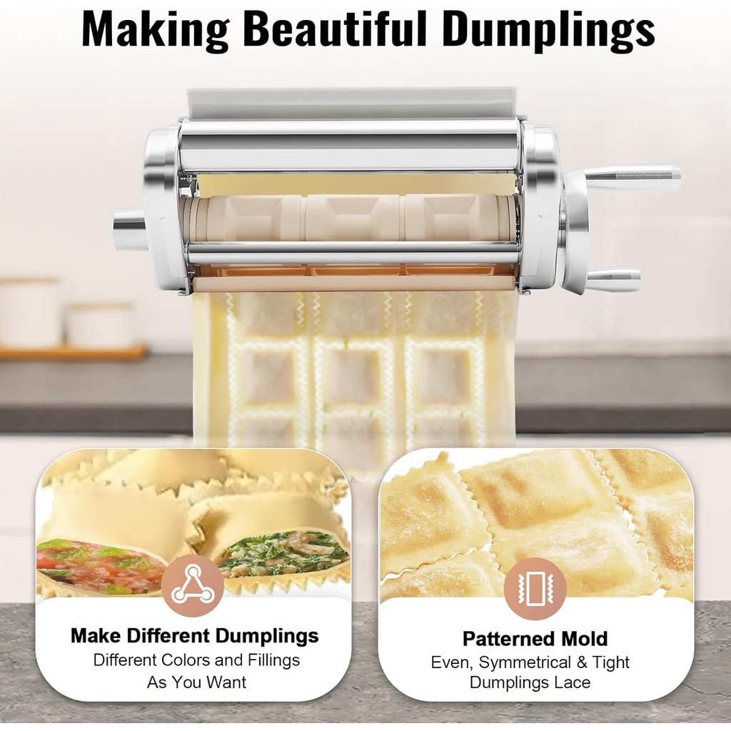 Ravioli Maker Pasta Roller Pasta Attachment for Kitchenaid Stand Mixer, Stainless Steel Pasta Sheet
