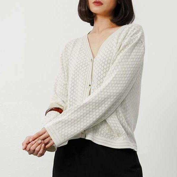 This Is April Atasan Cardigan Crop Tops Rajut Wanita Lengan Panjang Outerwear Casual Madilyn Knit
